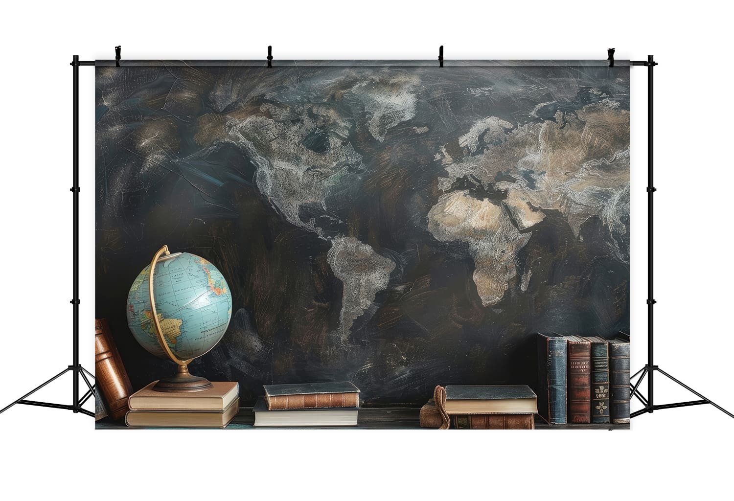 Toile de Fond de Carte et Globe sur Tableau Noir pour la Rentrée Scolaire DBD7-88