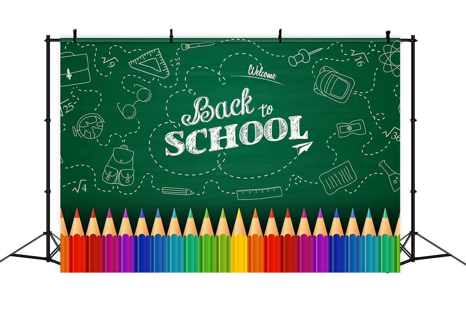 Toile de Fond de Crayons sur Tableau Noir pour la Rentrée Scolaire DBD7-89