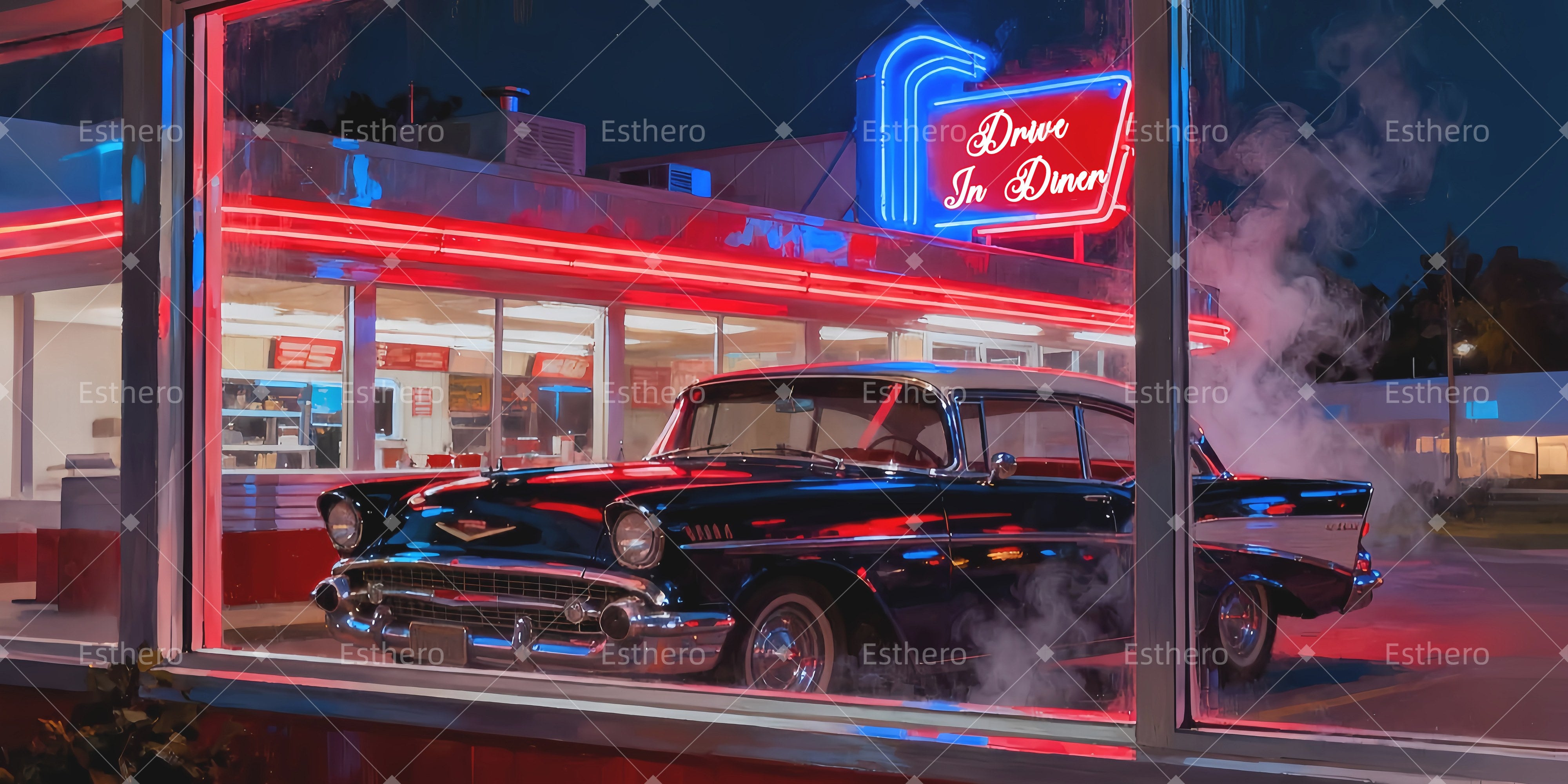 Fond de Scène Personnalisé Dîner au Drive-In LXX510-T7