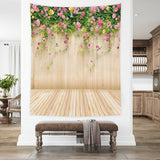 Beaux Toile de fond en bois floral pour photomaton F-1489