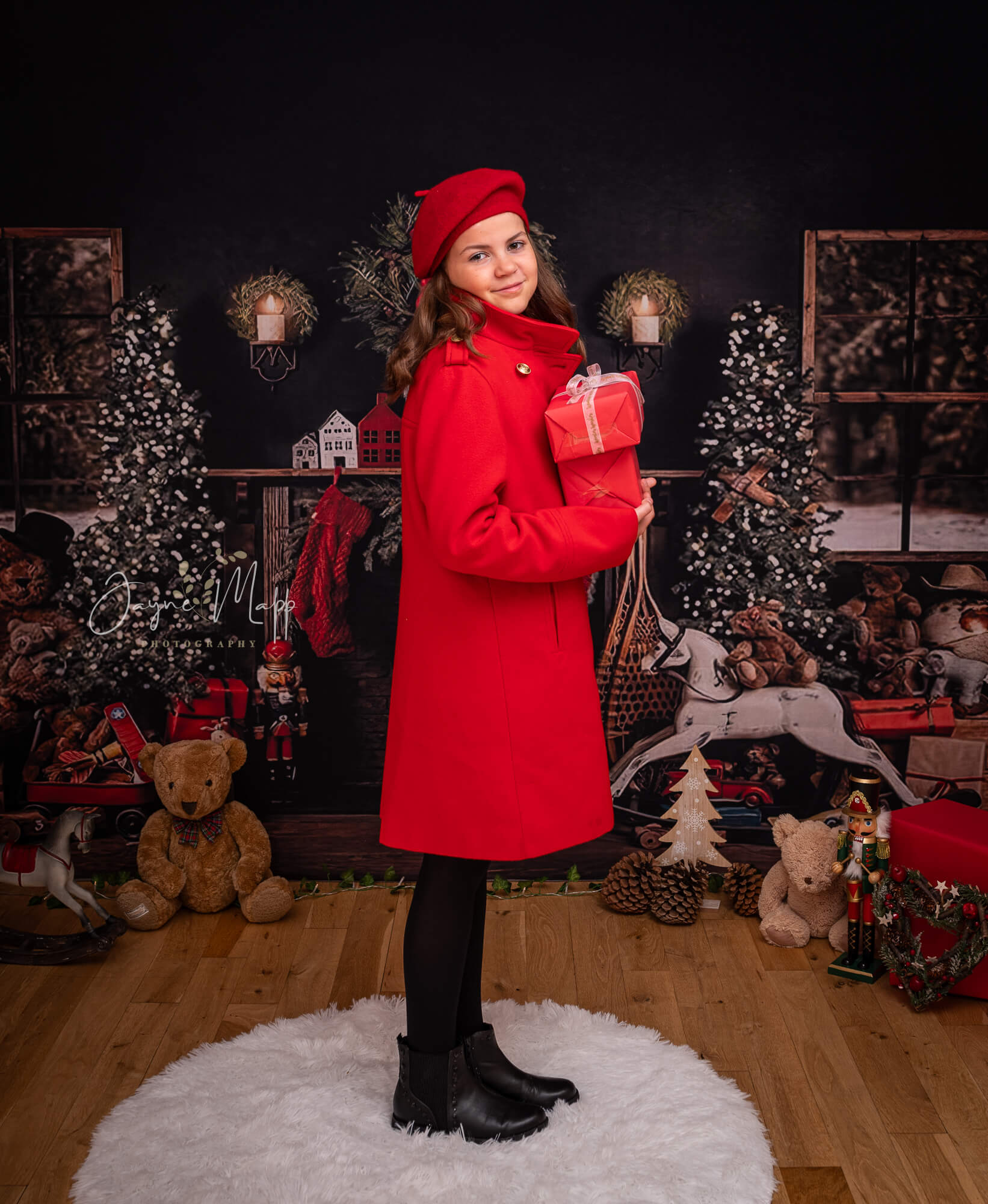 Toile de Fond de Chambre Décorée Arbres de Noël pour la Photographie G-1434