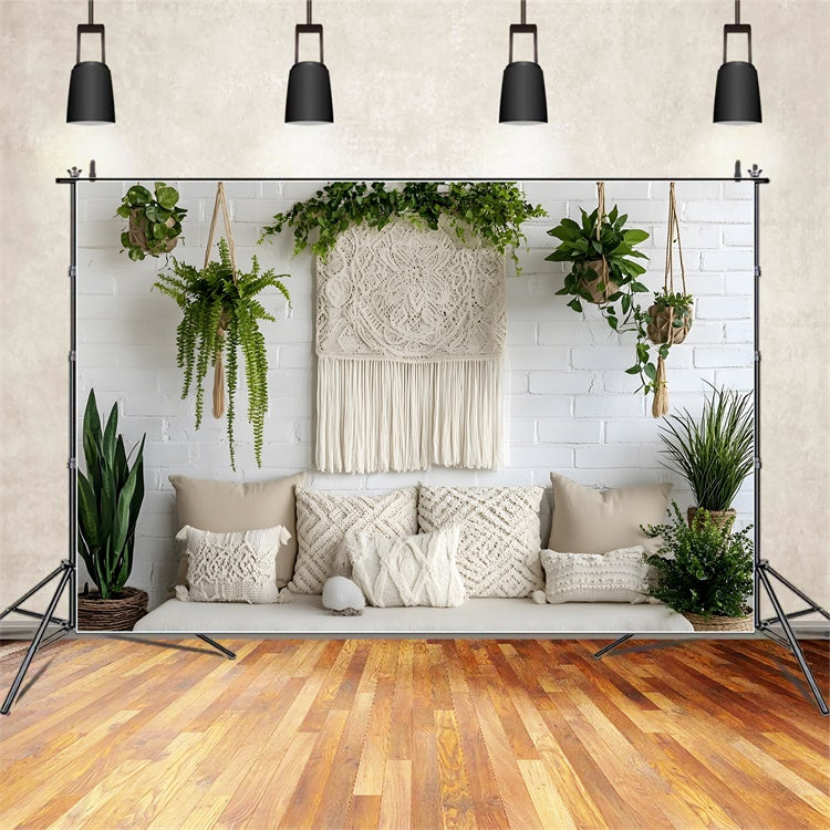 Toile de Fond pour la Fête des Mères Plante Verte Fraîche Macramé GQ2-123