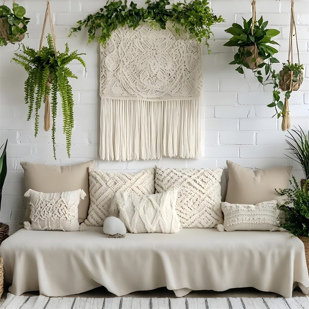 Toile de Fond pour la Fête des Mères Plante Verte Fraîche Macramé GQ2-123
