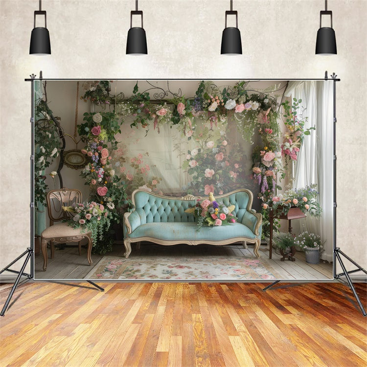 Toiles de Fond pour la Fête des Mères Canapé de Roses Pastel Douces GQ2-127