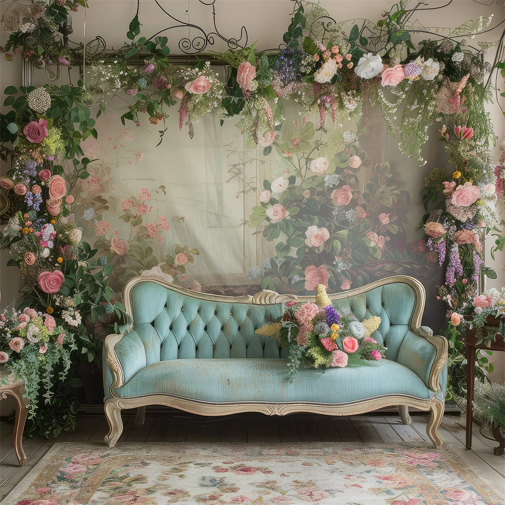 Toiles de Fond pour la Fête des Mères Canapé de Roses Pastel Douces GQ2-127