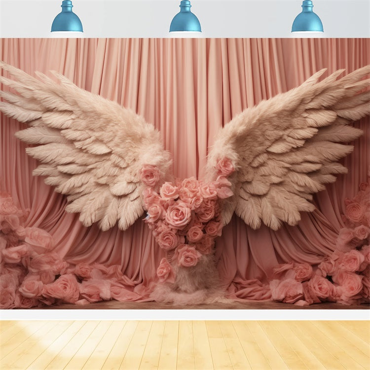 Toile de Fond pour la Fête des Mères Ailes d'Ange Rose Fleur de Cerisier GQ2-132