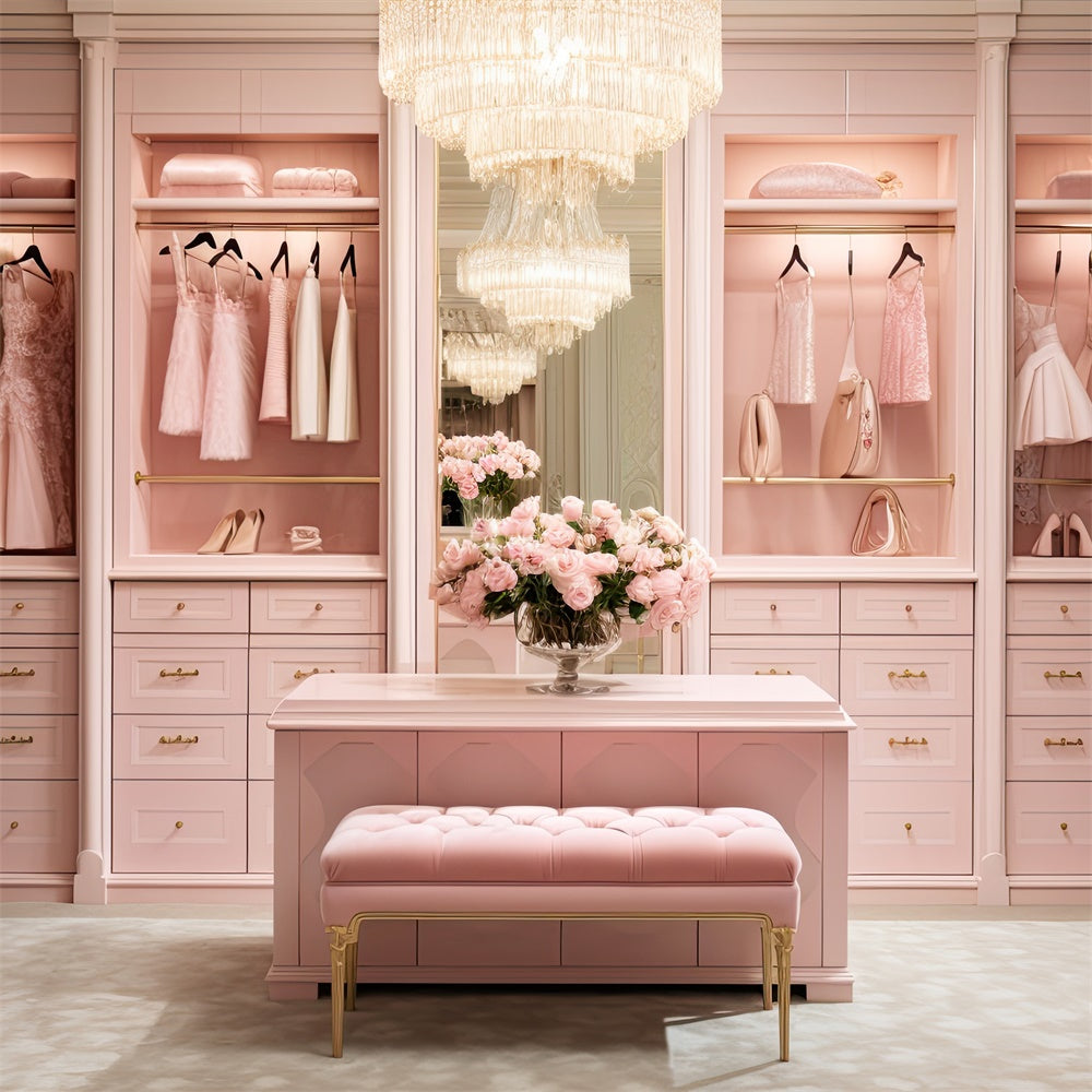 Toiles de Fond Fête des Mères Garde-robe Luxueuse Rose Poudré Florale GQ2-138