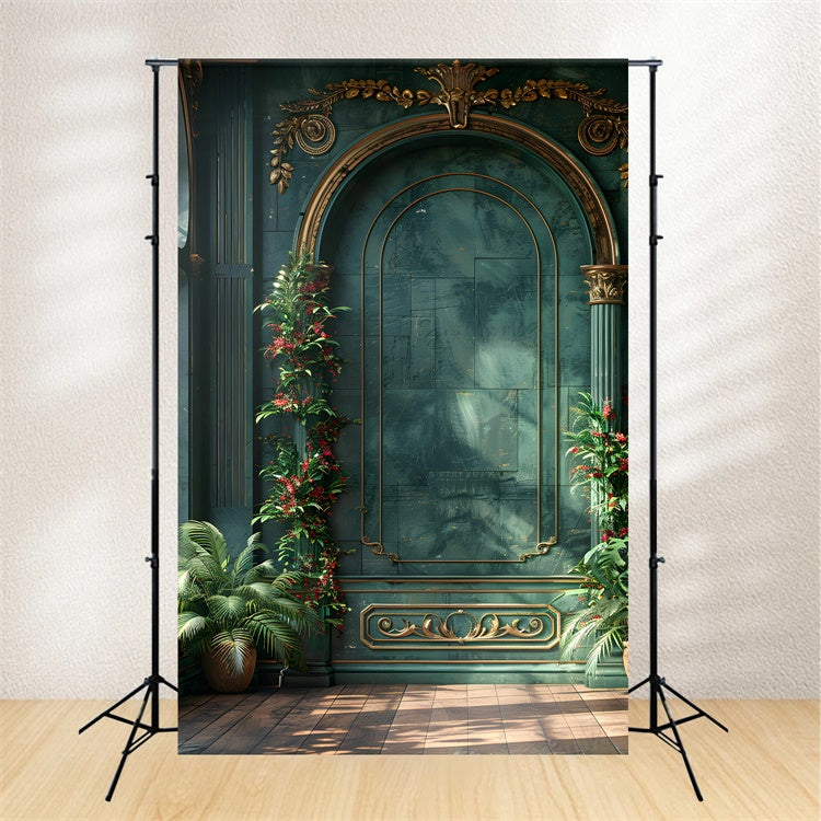 Toile de Fond Joyeuse Fête des Mères Mur Vert Opulent Plantes GQ2-152