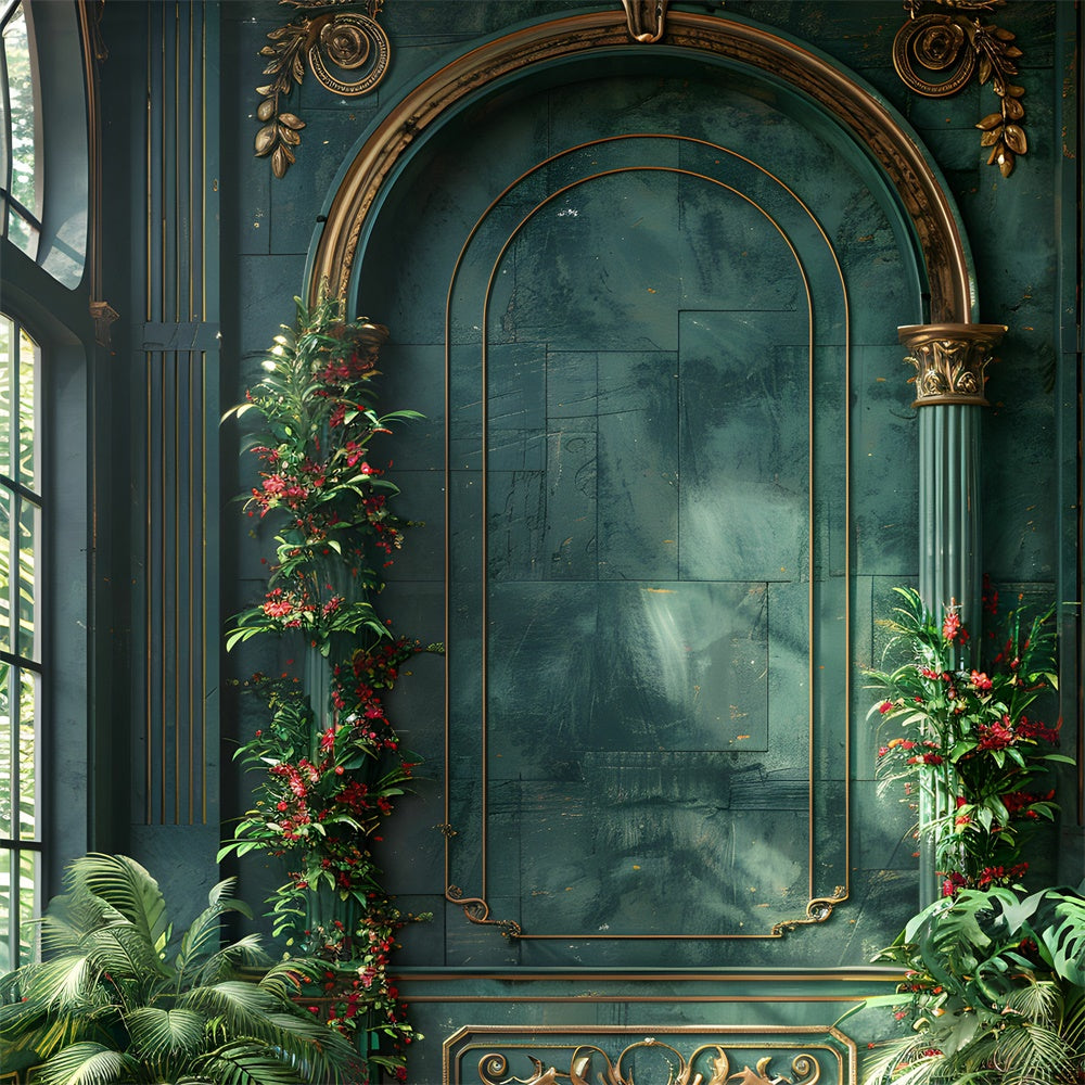 Toile de Fond Joyeuse Fête des Mères Mur Vert Opulent Plantes GQ2-152