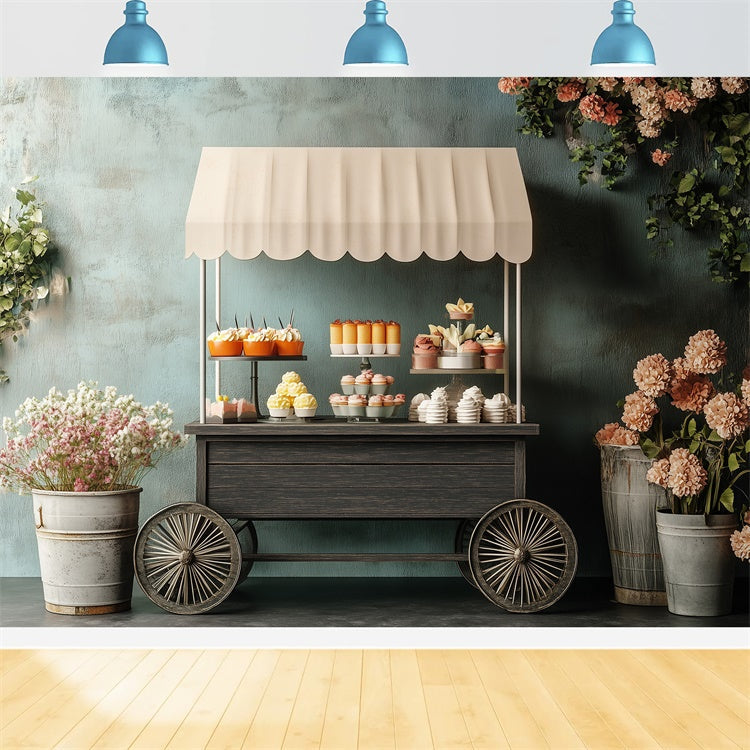 Toile de fond Fête des Mères Chariot Floral Rustique GQ2-190
