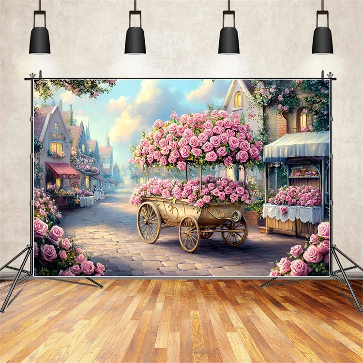 Toile de fond Fête des Mères Chariot de Rose Rue Enchantée GQ2-203