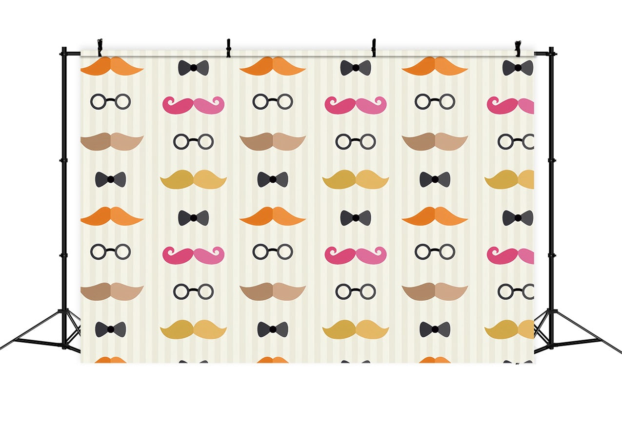 Toile de fond Fête des Pères Dessin Animé Moustache Lunettes GQ2-235