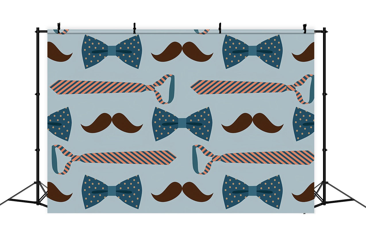 Toile de fond Joyeuse Fête des Pères Moustache Bleue Cravate GQ2-237