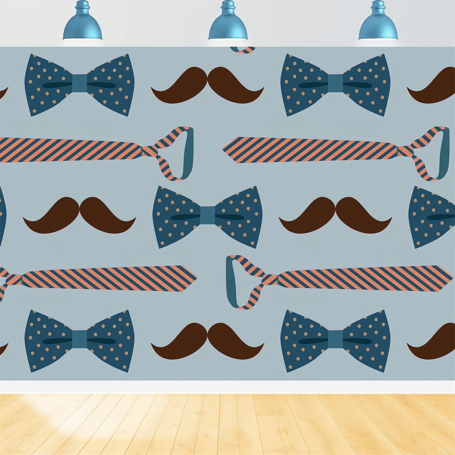 Toile de fond Joyeuse Fête des Pères Moustache Bleue Cravate GQ2-237