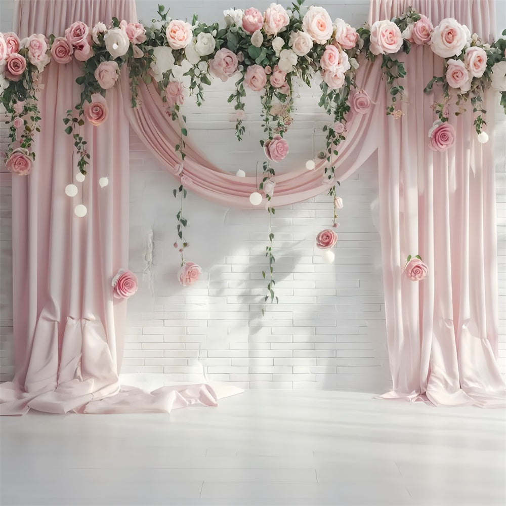 Toiles de Fond pour la Fête des Mères Rideau Floral Rose Pastel GQ2-99