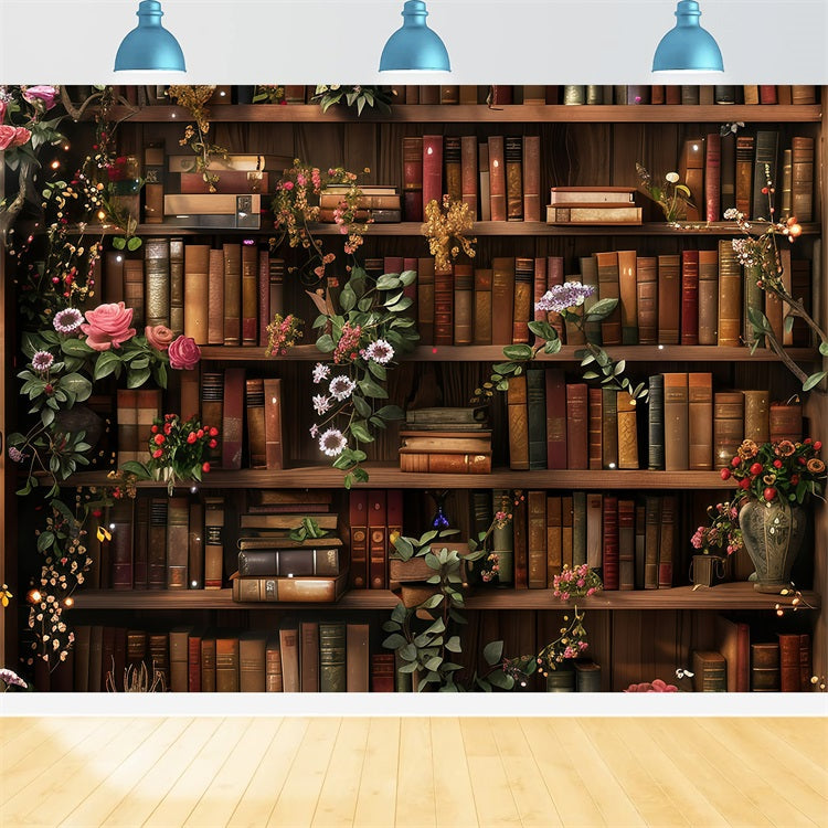 Toile de fond Photo Rentrée des Classes Bibliothèque Florale GQ3-122