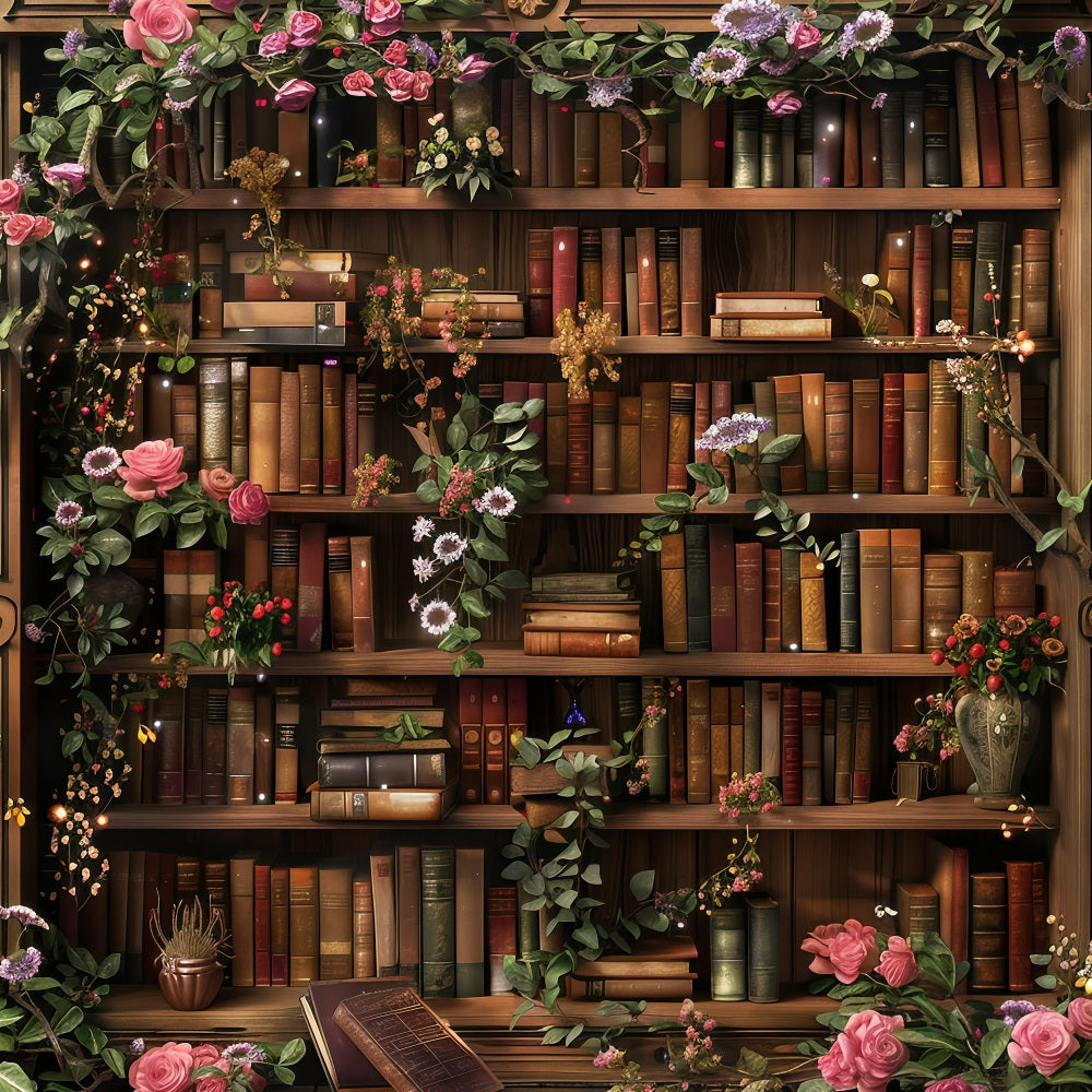Toile de fond Photo Rentrée des Classes Bibliothèque Florale GQ3-122