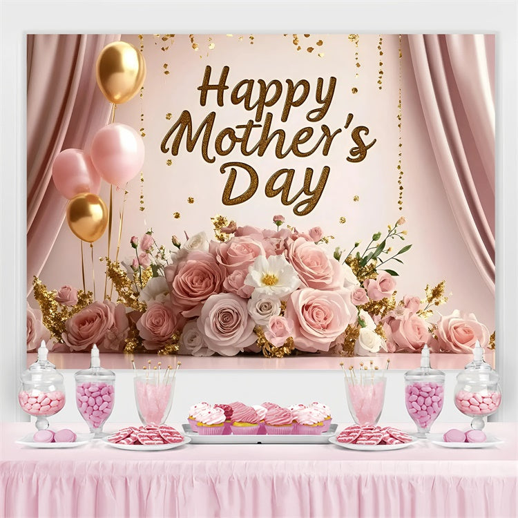 Toile de fond Fête des Mères Personnalisable Roses Roses Élégantes GQ3-158