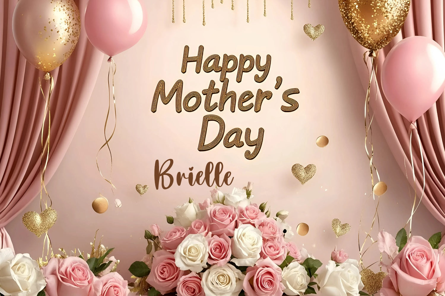 Toile de fond Fête des Mères Personnalisable Ballons et Roses Roses GQ3-159