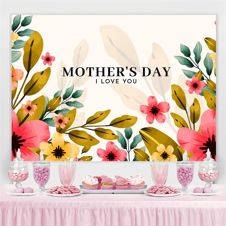 Toile de fond Fête des Mères Personnalisable Élégance Florale Naturelle GQ3-178