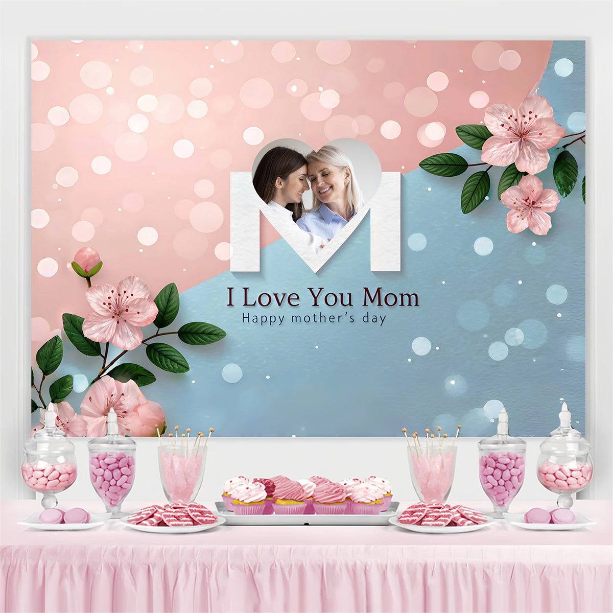 Toile de fond Fête des Mères Personnalisable Bokeh Fleurs Délicates GQ3-190