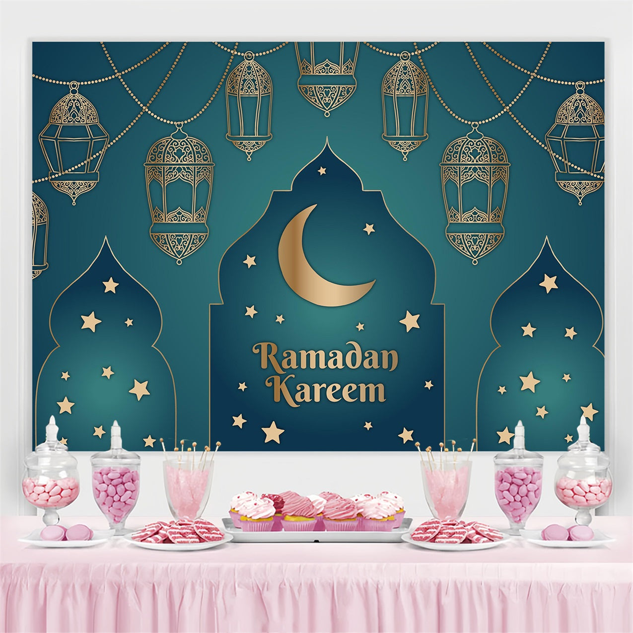 Toile de fond Ramadan Mubarak Scène Traditionnelle Kareem GQ3-6