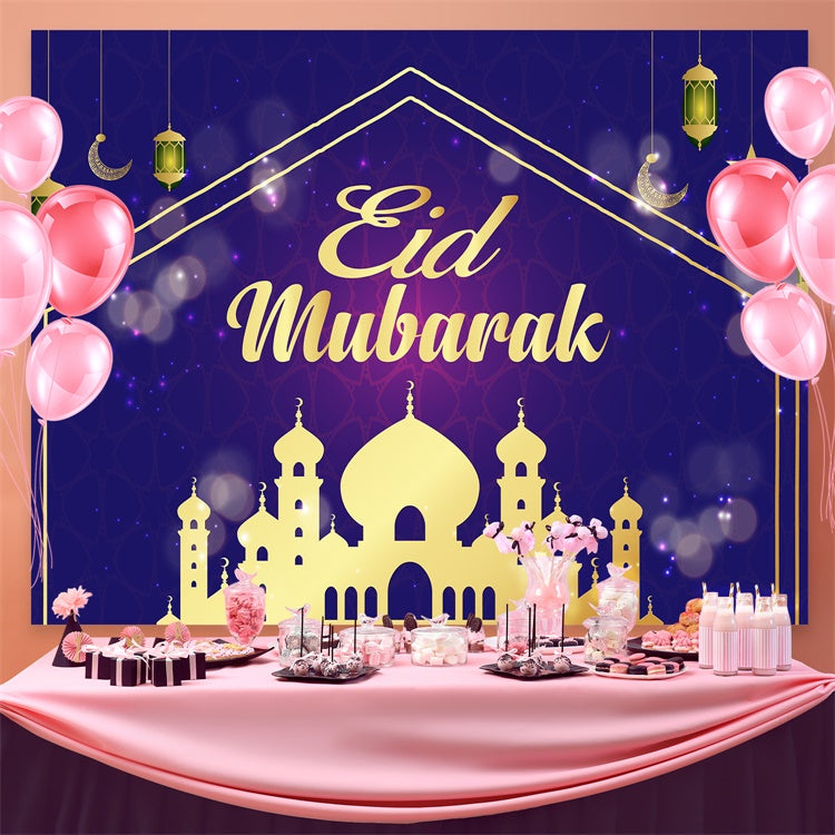 Toile de fond Eid Mubarak Bleu Élégant Eid Mubarak GQ3-64