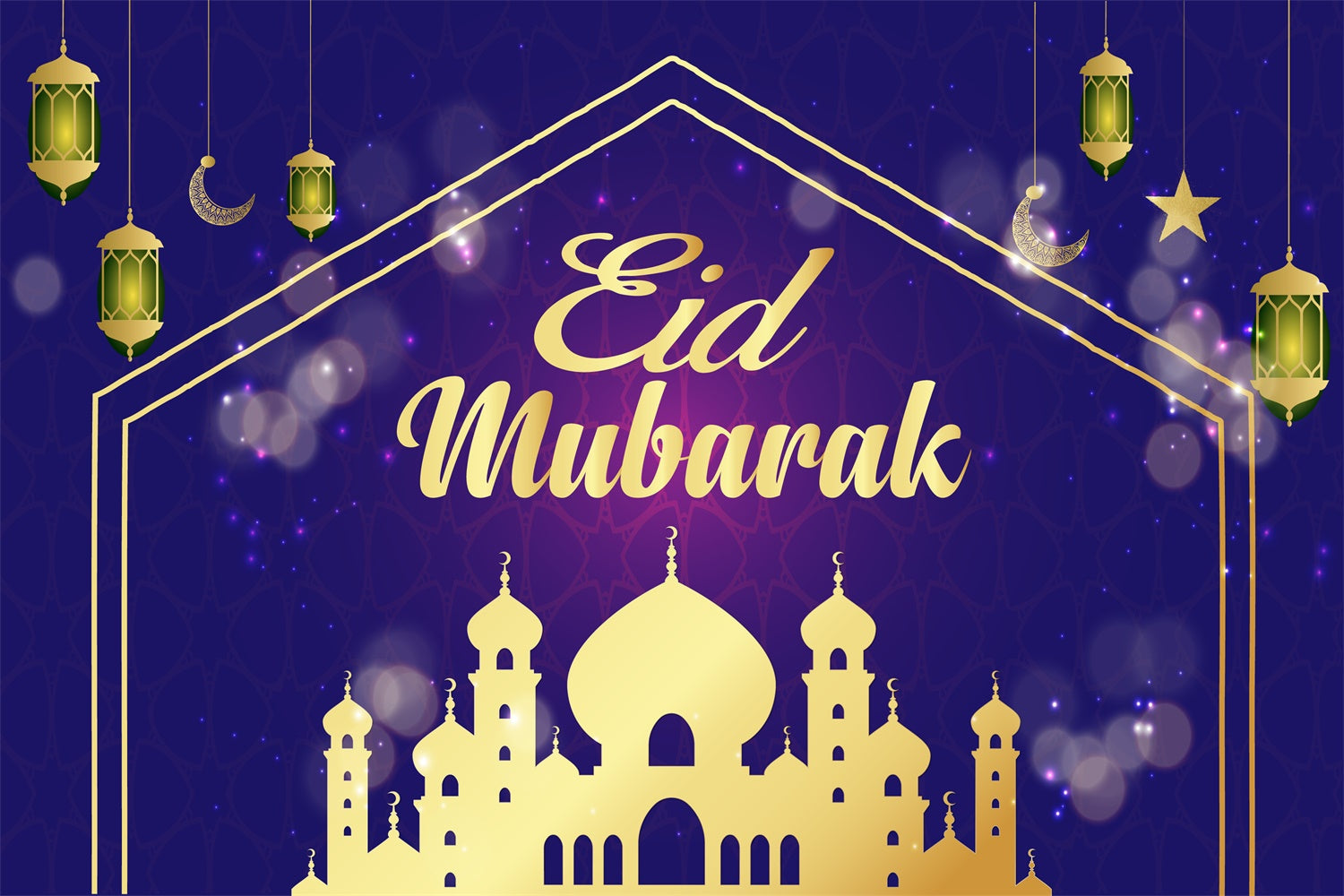Toile de fond Eid Mubarak Bleu Élégant Eid Mubarak GQ3-64