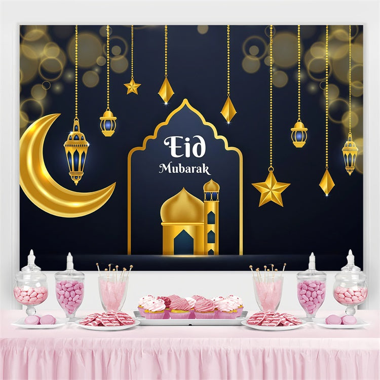 Toile de fond Eid Mubarak Lumières du Croissant Scintillant GQ3-65