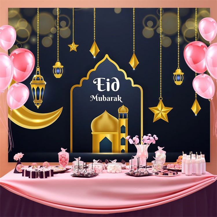 Toile de fond Eid Mubarak Lumières du Croissant Scintillant GQ3-65