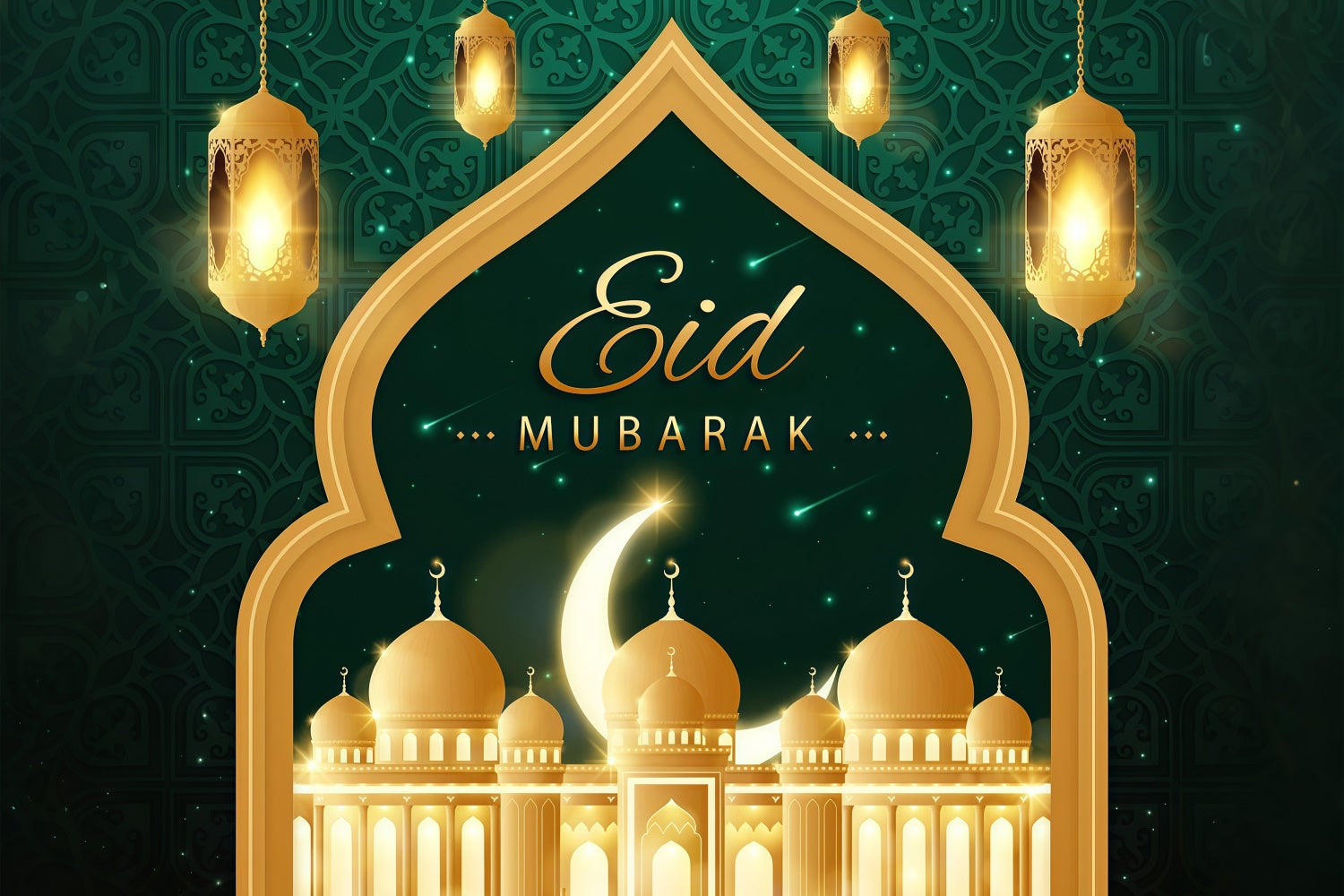 Toile de fond Eid Mubarak Eid Vert Doré Opulent GQ3-66