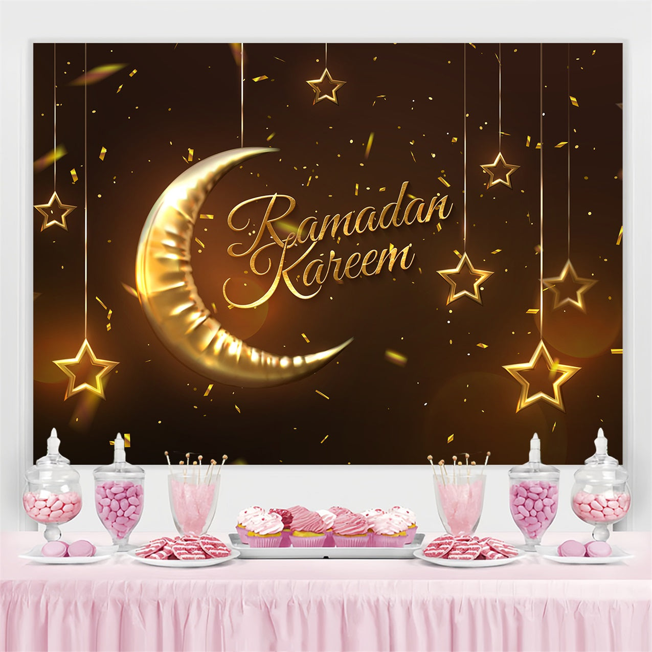 Toile de fond Ramadan Croissant de Lune Doré GQ3-7
