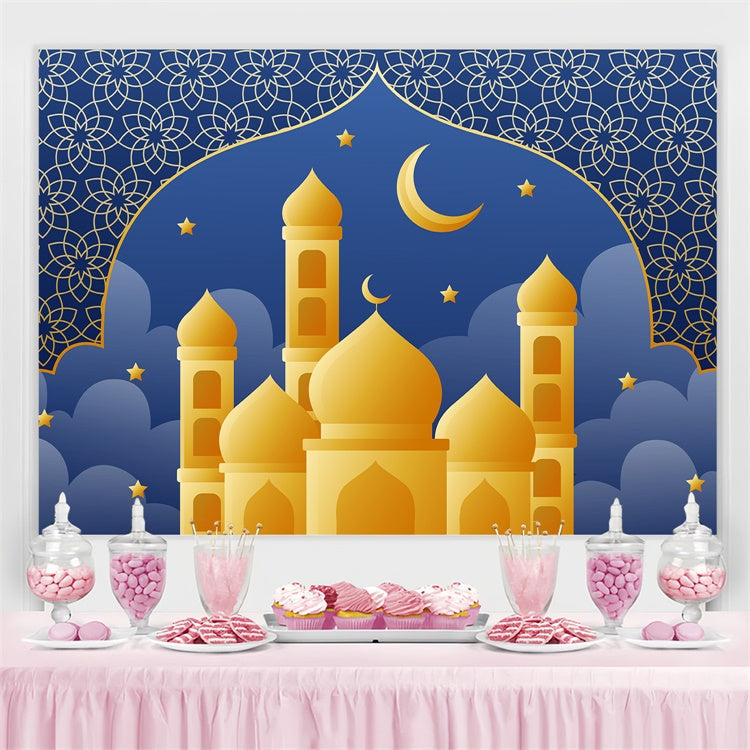 Toile de fond Eid Mubarak Nuit Étoilée Grande Mosquée GQ3-72