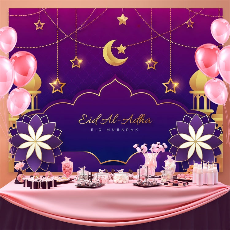 Toile de fond Eid Mubarak Festival Islamique Lueur Pourpre GQ3-77