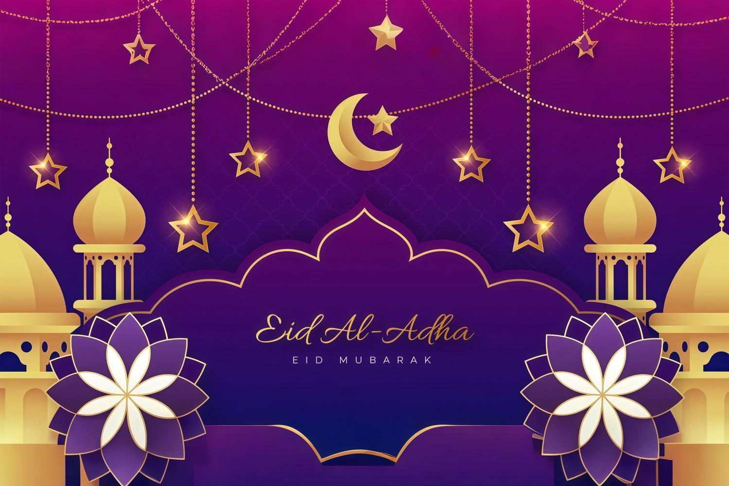 Toile de fond Eid Mubarak Festival Islamique Lueur Pourpre GQ3-77