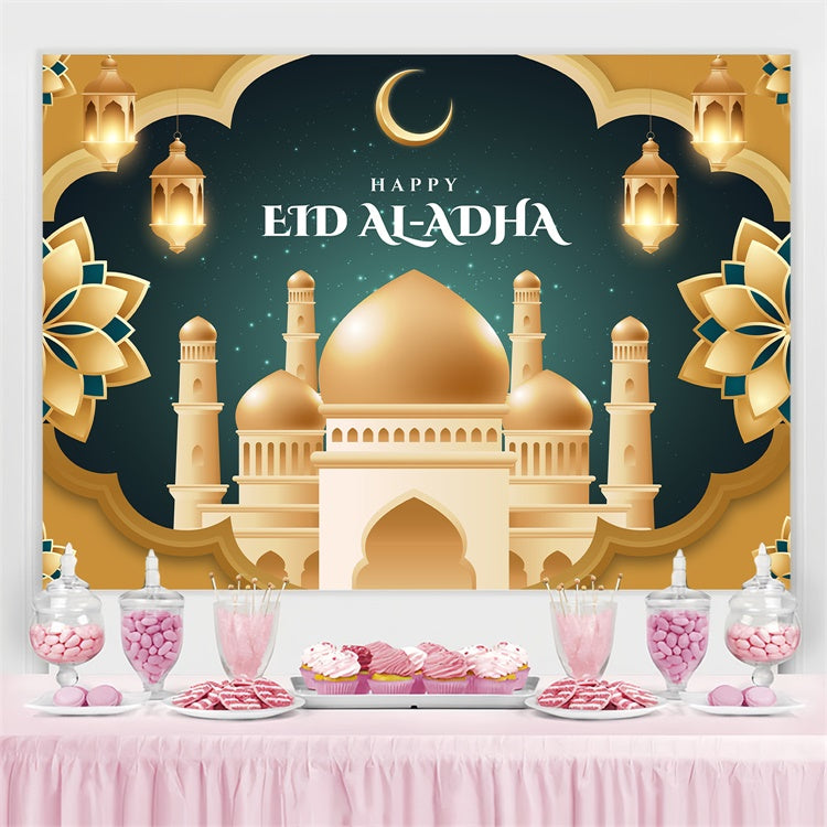 Toile de fond Eid Mubarak Eid Vert Doré Luxueux GQ3-79