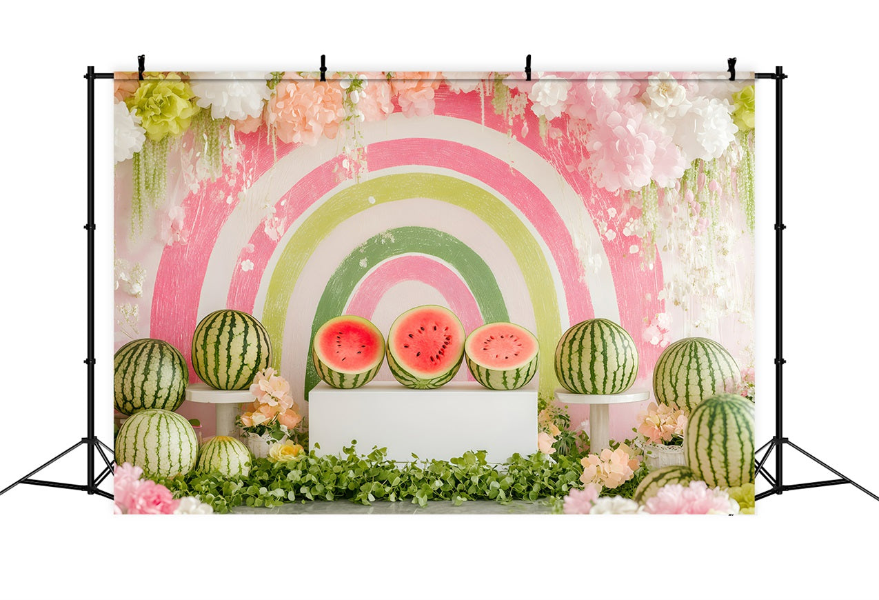 Toile de fond Été Pastèque Arc-en-Ciel Floral GQ4-260
