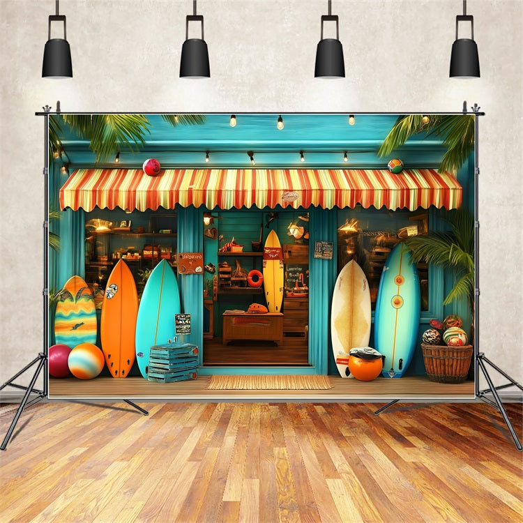 Toile de fond Été Entrée Magasin de Surf Summer GQ4-262