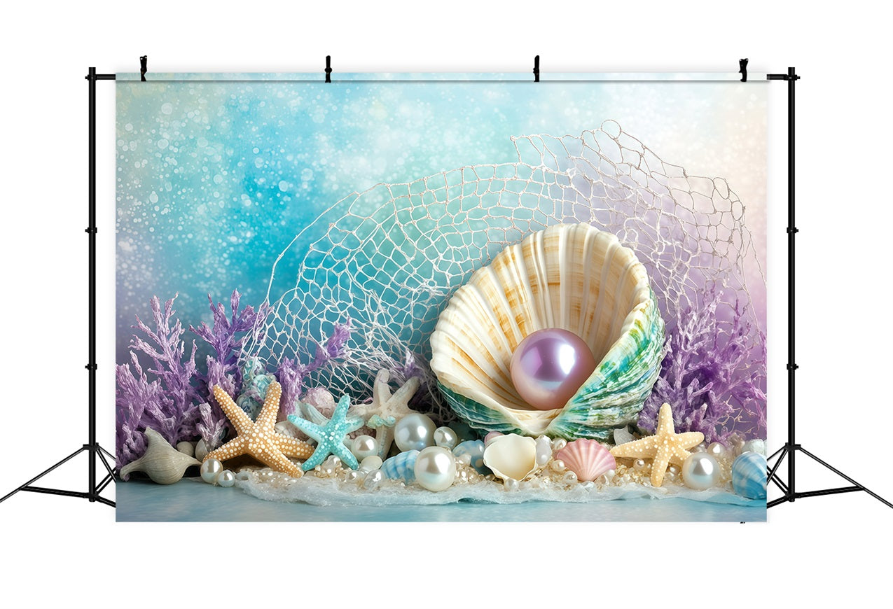 Toile de fond de Plage Été Coquillages Perles GQ4-267