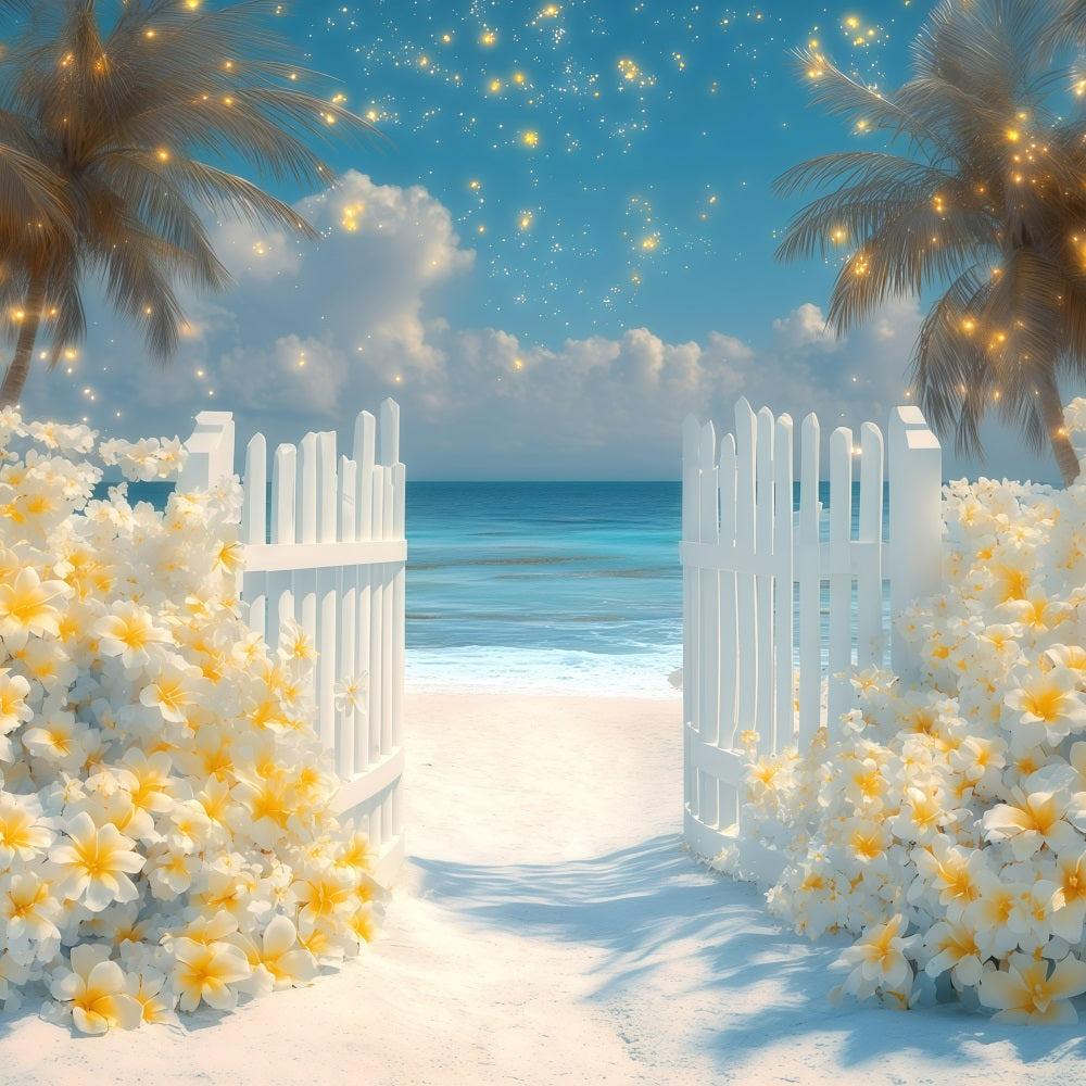 Toile de fond Été Fleurs Tropicales Bord de Mer GQ4-268