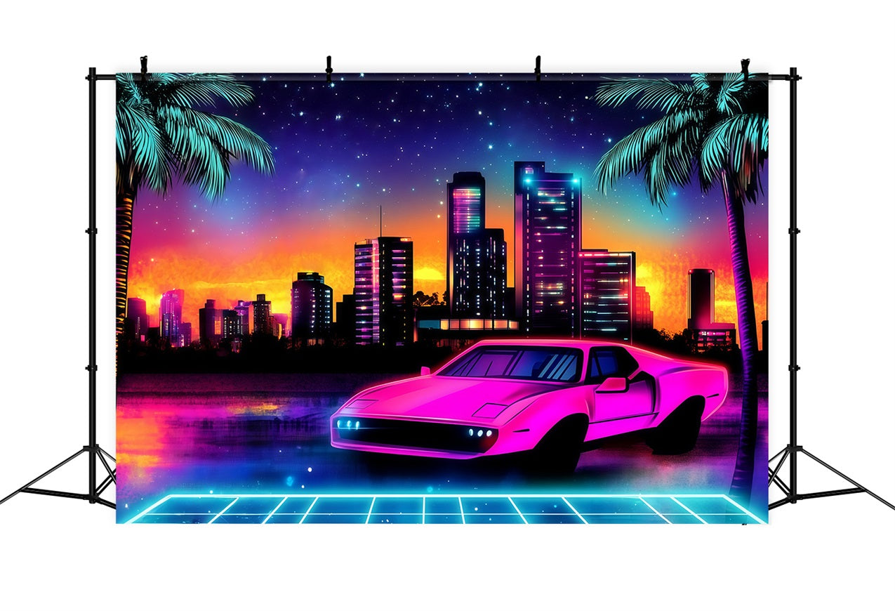 Toile de fond Été Voiture Glow City Tropicale GQ4-270