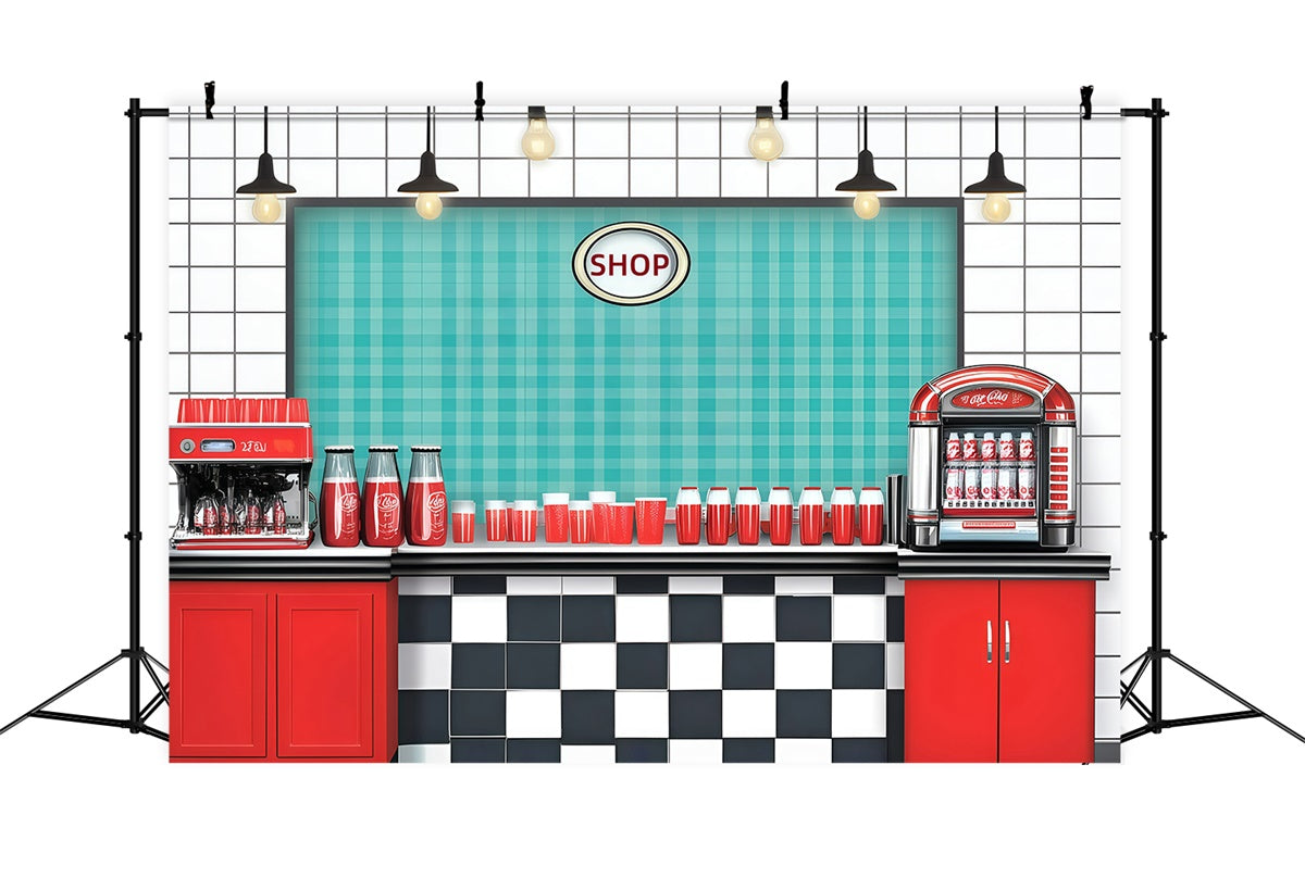 Toile de fond Photographie Vintage Diner Rétro Café Magasin GQ4-327