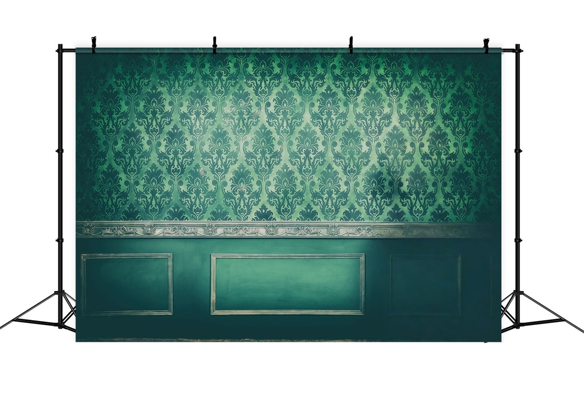Toile de fond Mur Vintage Damassé Émeraude Photo Vintage GQ4-337