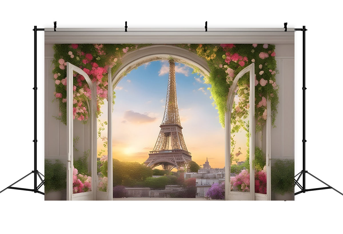 Toile de fond Photo Paris Tour Eiffel Vue Fenêtre GQ4-40