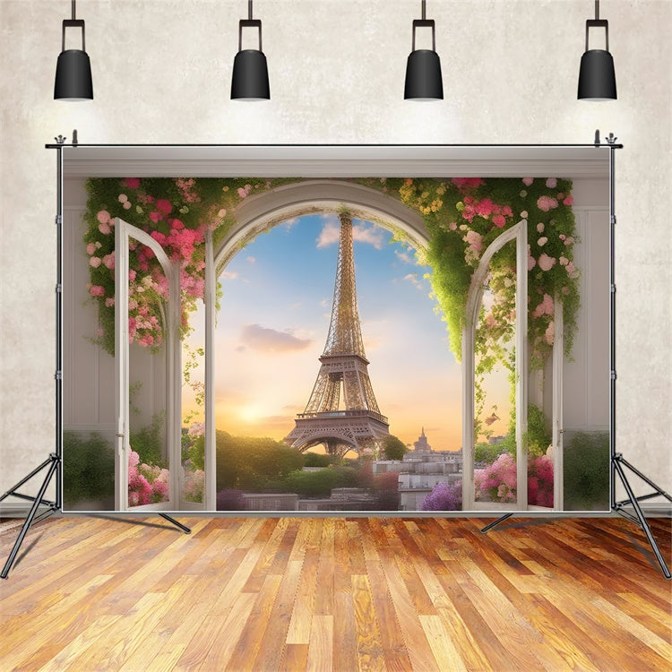 Toile de fond Photo Paris Tour Eiffel Vue Fenêtre GQ4-40