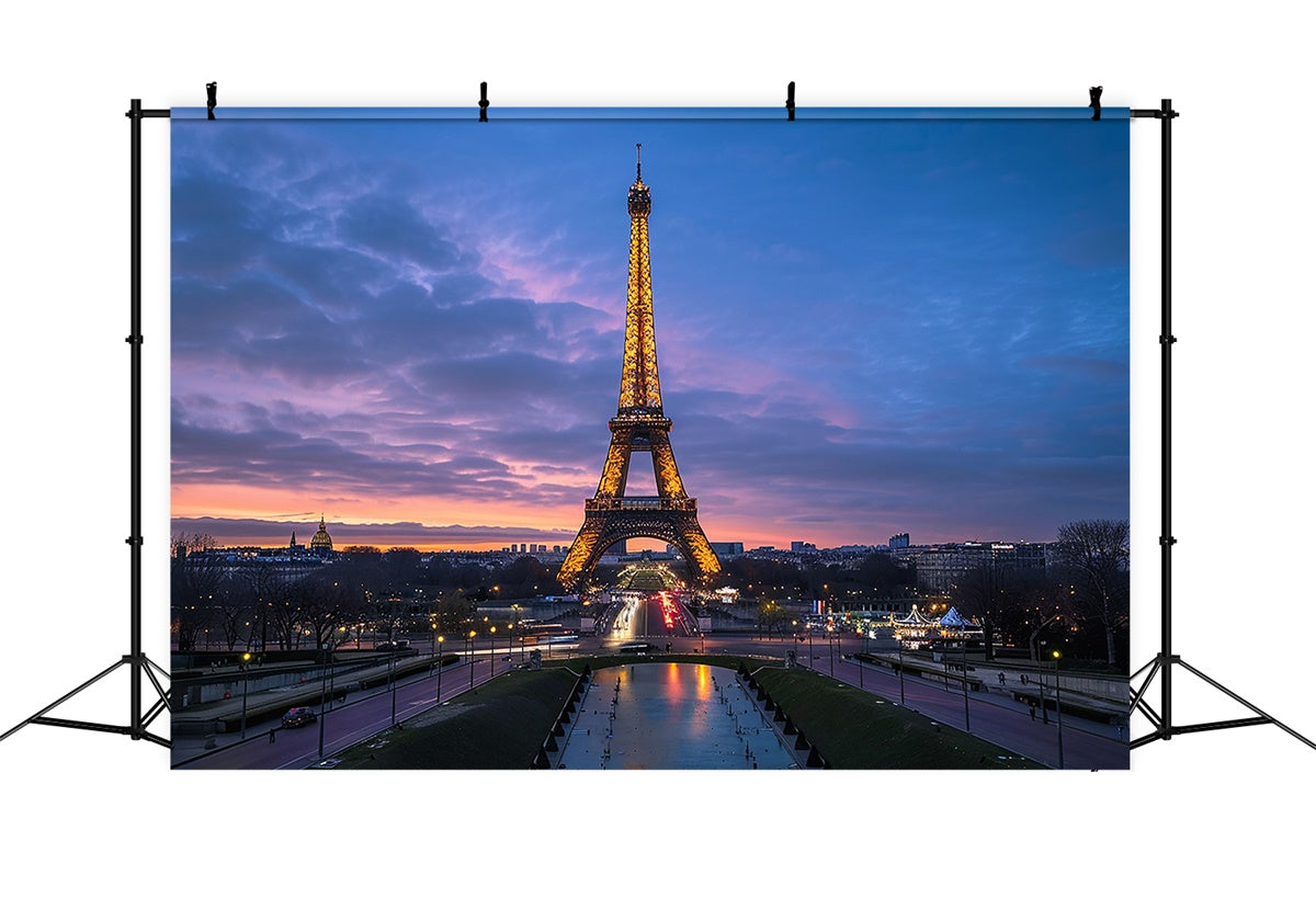 Toile de fond Photo Paris Crépuscule Tour Eiffel Ciel GQ4-47