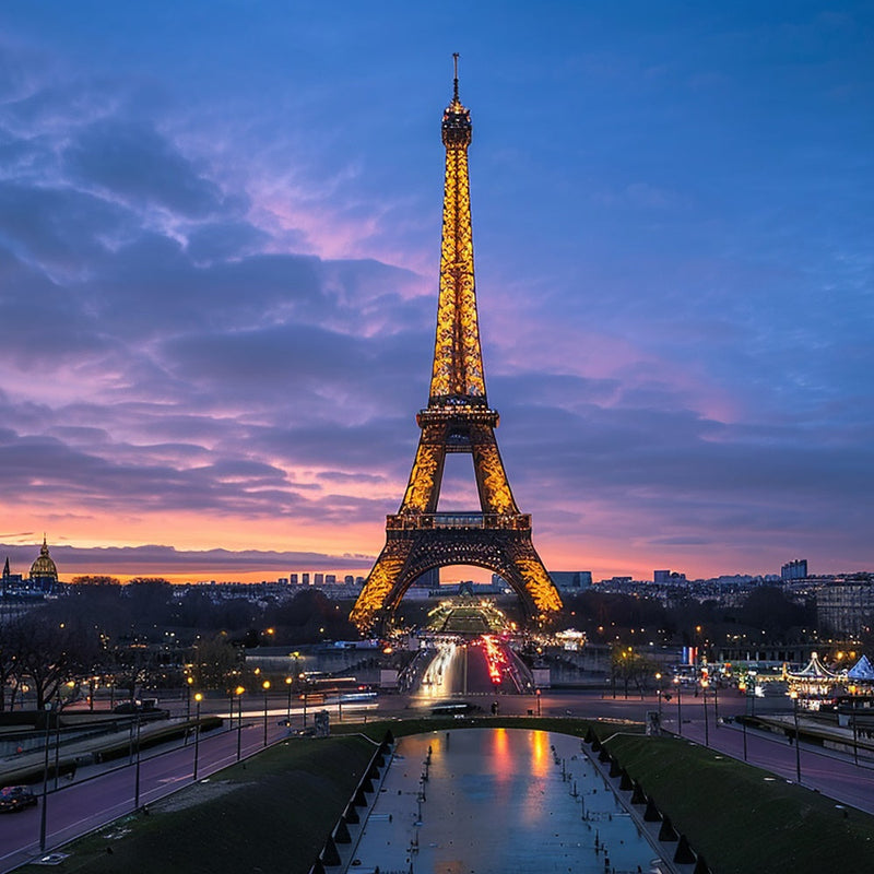 Toile de fond Photo Paris Crépuscule Tour Eiffel Ciel GQ4-47