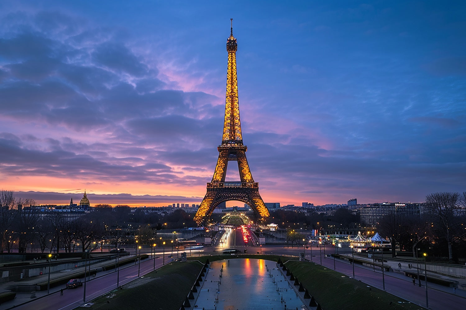 Toile de fond Photo Paris Crépuscule Tour Eiffel Ciel GQ4-47