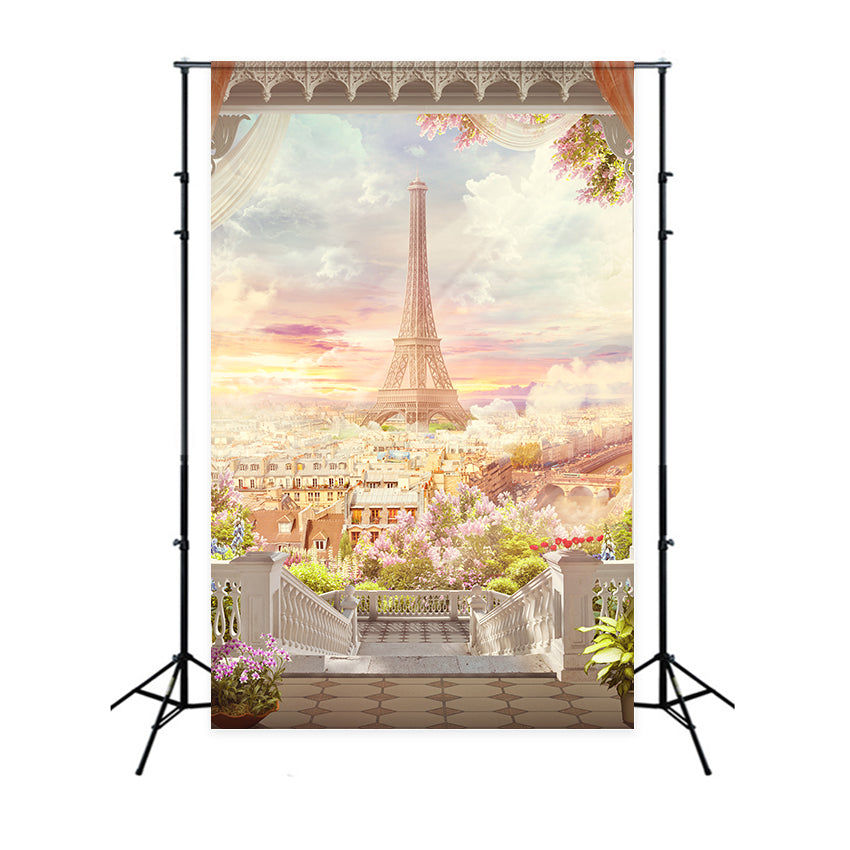 Toile de fond Thème Paris Balcon Élégant Ville de Paris GQ4-49