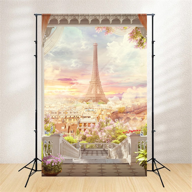 Toile de fond Thème Paris Balcon Élégant Ville de Paris GQ4-49